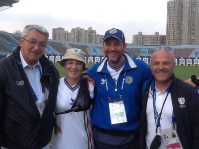 Nella foto Mario Scarzella, Vanessa Landi, il tecnico Matteo Bisiani e il Vicepresidente Paolo Poddighe