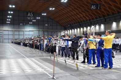 La linea di tiro di Rimini durante la passata edizione dei Campionati