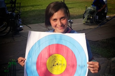 Eleonora Sarti con il bersaglio del record del mondo