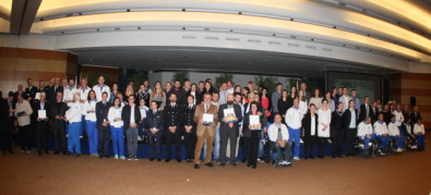 Gli azzurri e lo staff tecnico premiati