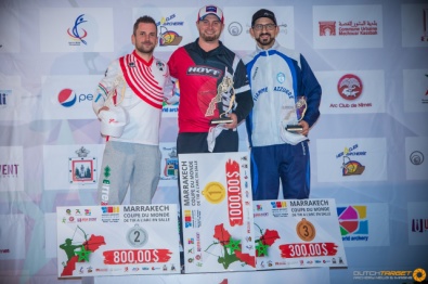Il podio ricurvo con Matteo Fissore, Bredy Allison e Max Mandia
