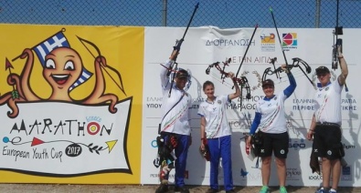 Gli azzurrini compound che hanno vinto l'oro nel mixed team