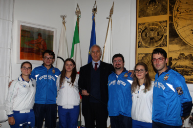 Gli azzurri con il presidente Malagò