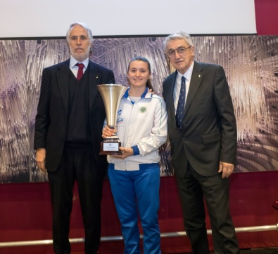 Tatiana Andreoli con il Presidente Malagò e il Presidente Scarzella