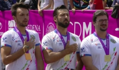 I campioni del mondo Galiazzo, Nespoli e Pasqualucci