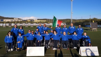 Il gruppo azzurro alla cerimonia di apertura a Olbia 2019