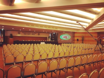 La sala dell'Ergife dove si svolgerà l'Assemblea FITARCO 2019