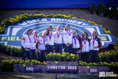 Le azzurre sul podio